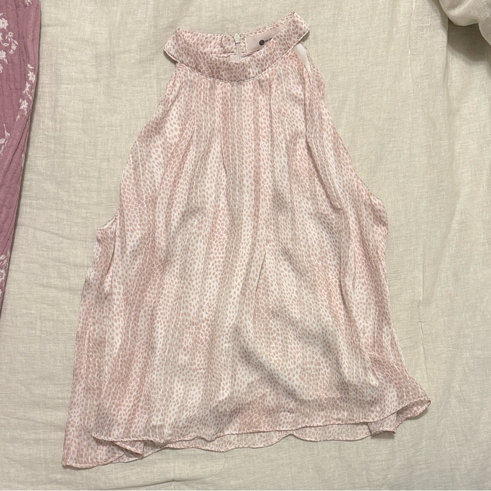 The Impeccable Pig Women’s Pleated Soft Pink Flowy High Neck Tank